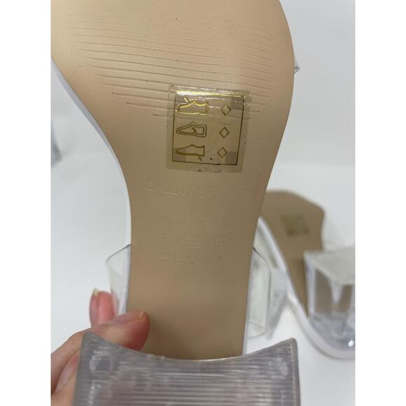 Call It Spring Ariel Clear Block Heel Ankle Strap Sandals Size 5 - Picture 8 of 9